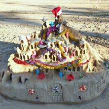 Christmas castle on the beach